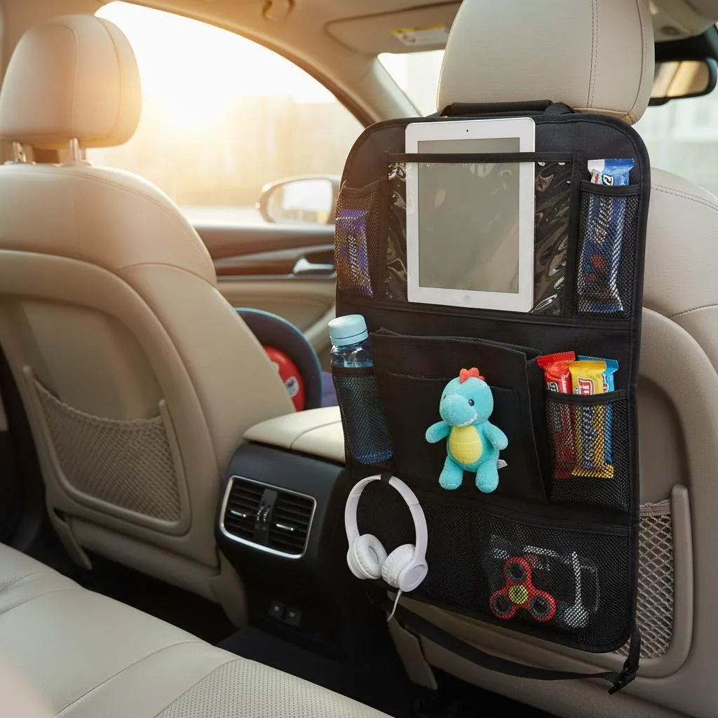 Supporto Tablet Auto e Organizer Sedile Posteriore - Kit 2 Pezzi Nero - 5