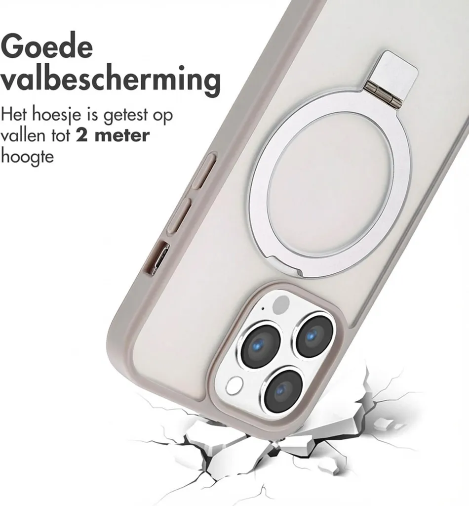 Accezz Ring Stand Backcover con MagSafe iPhone 13 Pro Max - Grigio - 4