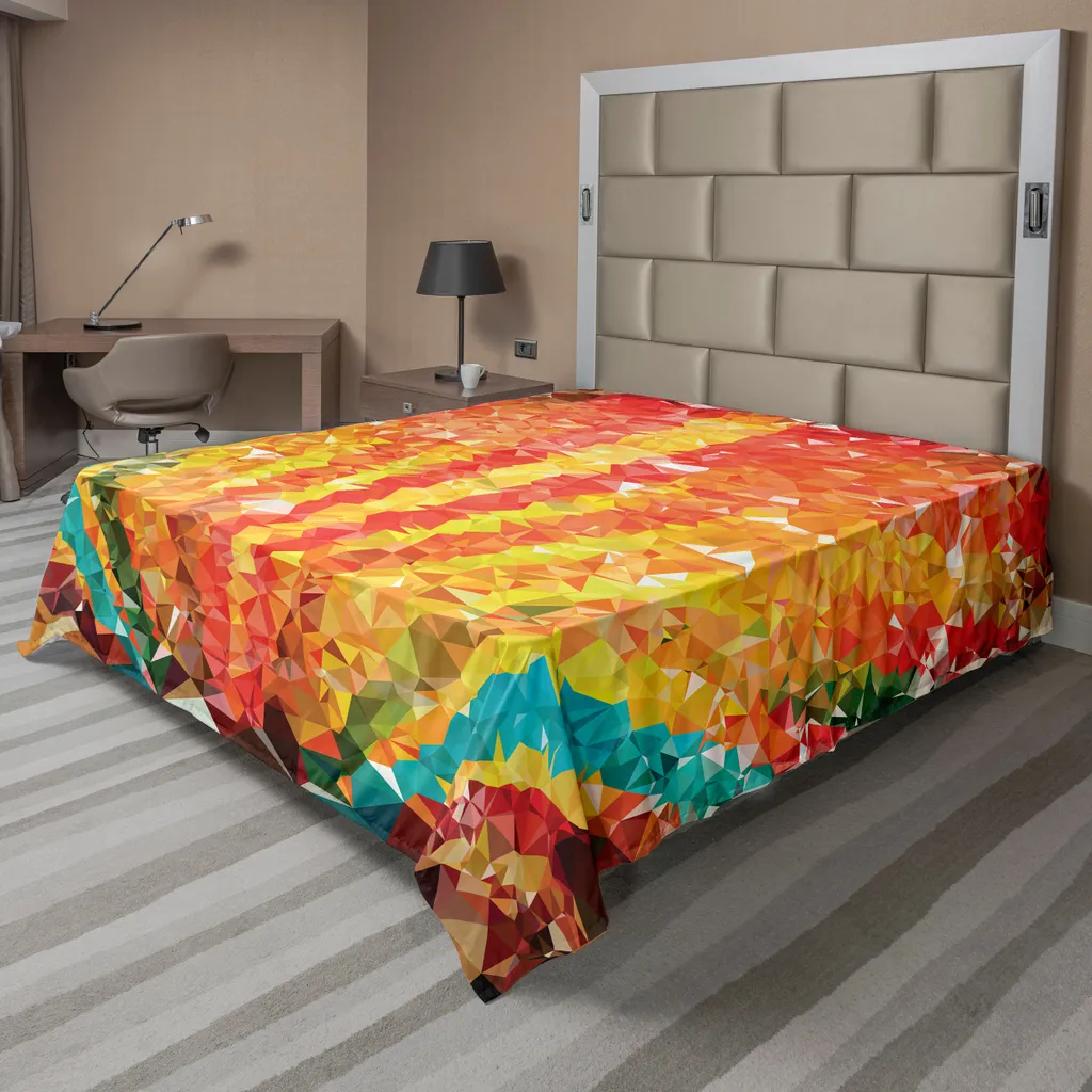 Drap Plat Doux Anti-Pli Motif Diamant Orange : Fini le Linge de Lit Terne