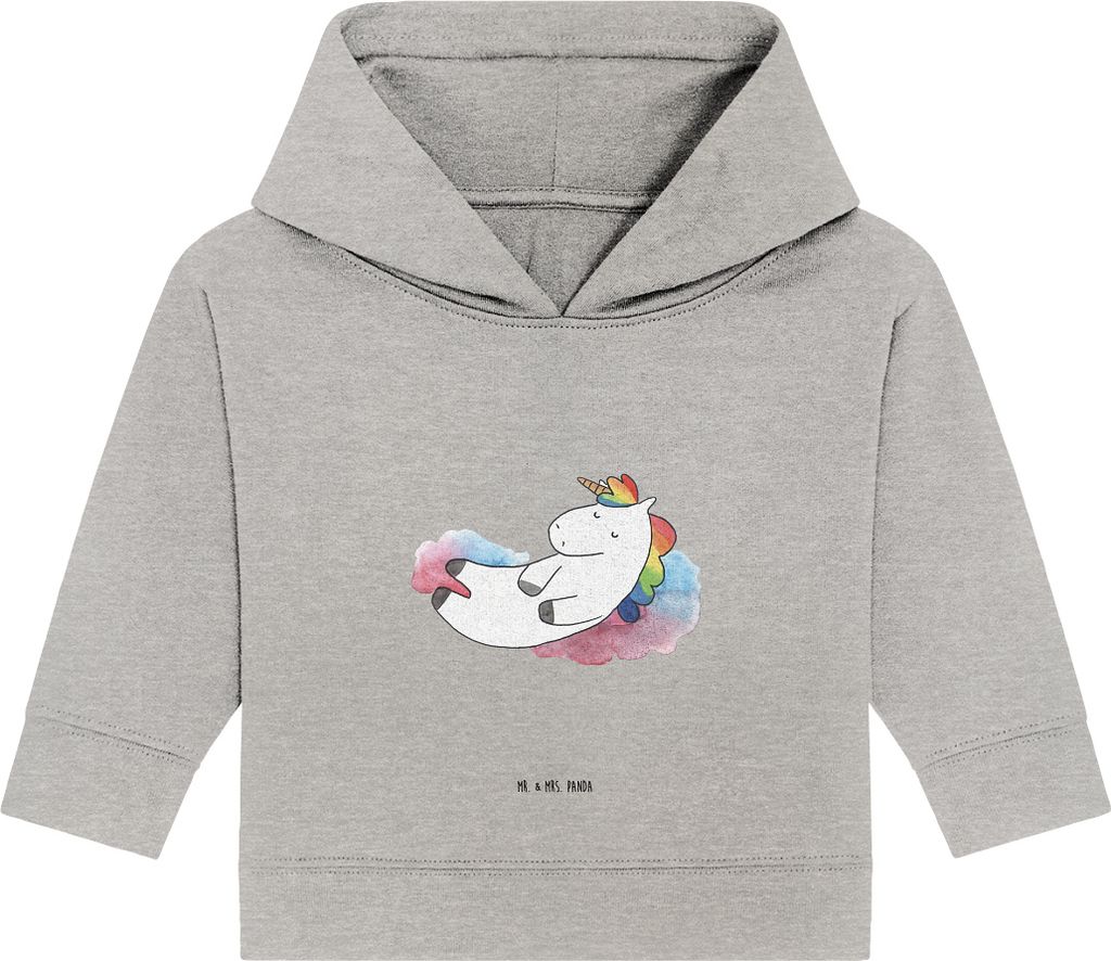 Mr. & Mrs. Panda Organic Baby Hoodie Einhorn Wolke 7 24. - 36. Monat - Heather Grey - Geschenk, Unicorn, Kapuzenshirt, Menschen, Einhörner, Lustig...