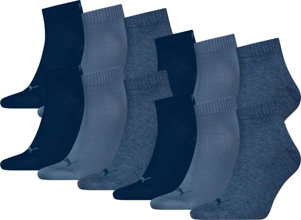 12 Paar Uni Puma Quarter kurze Sportsocken in Denim Blau Produktbild 