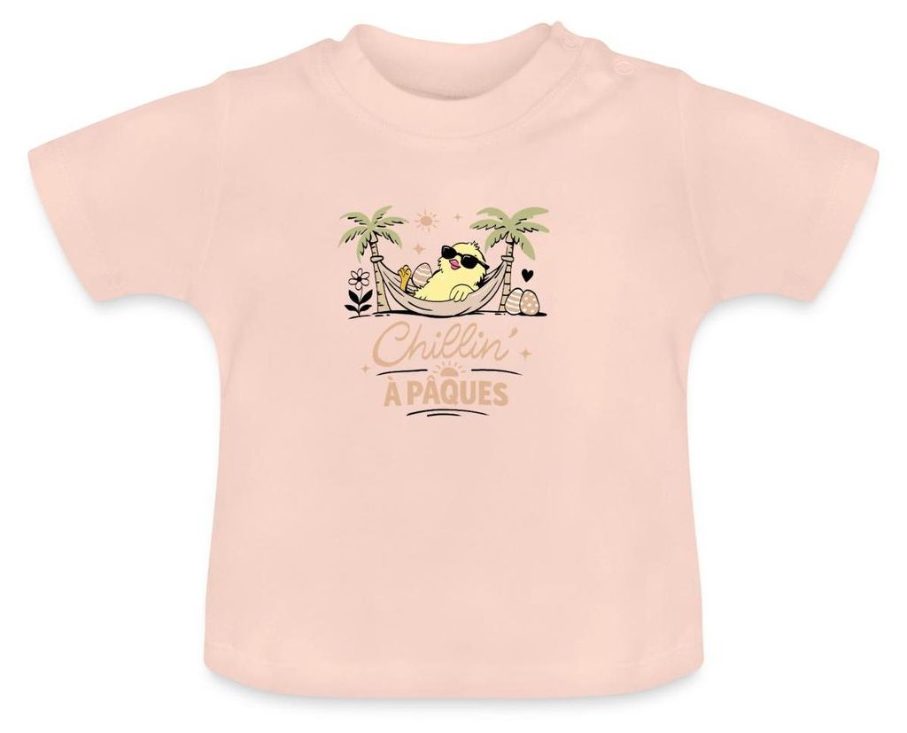 Spreadshirt Chillin' À Pâques Küken In Hängematte Ostern Baby Bio-T-Shirt mit Rundhals, 18-24 Monate, Kristallrosa