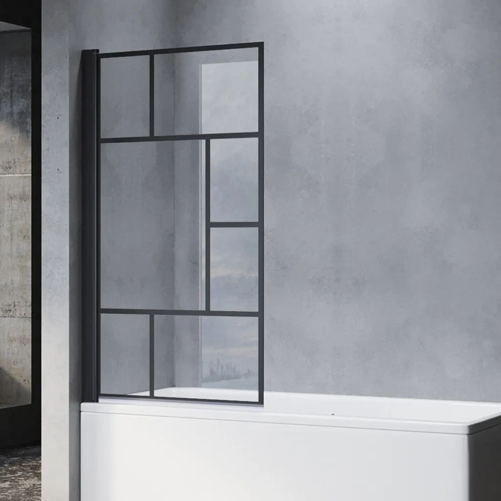 Panneau de baignoire 80x140 NANO verre 6mm pare-douche noir grillagé