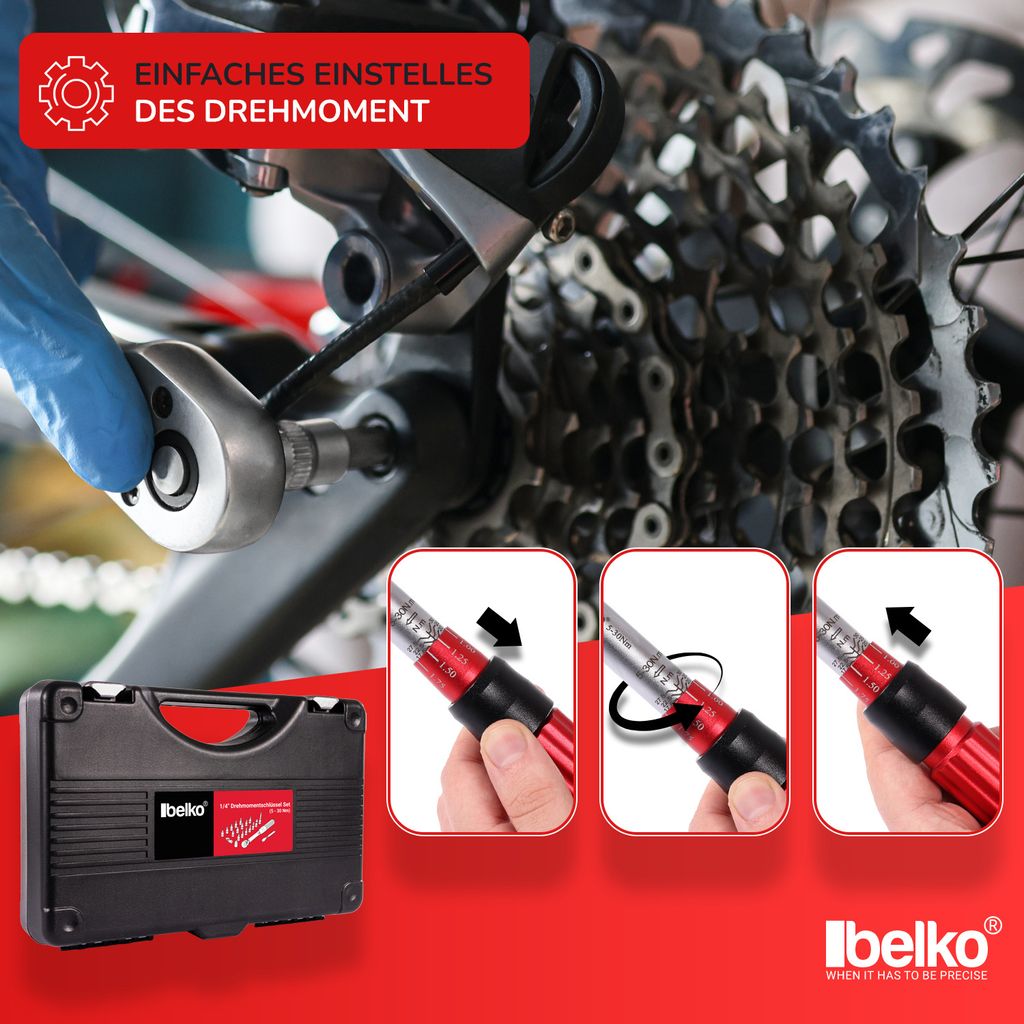 Belko Drehmomentschlüssel 1/4 Zoll, 5-30 Nm, ± 3% Produktbild 6