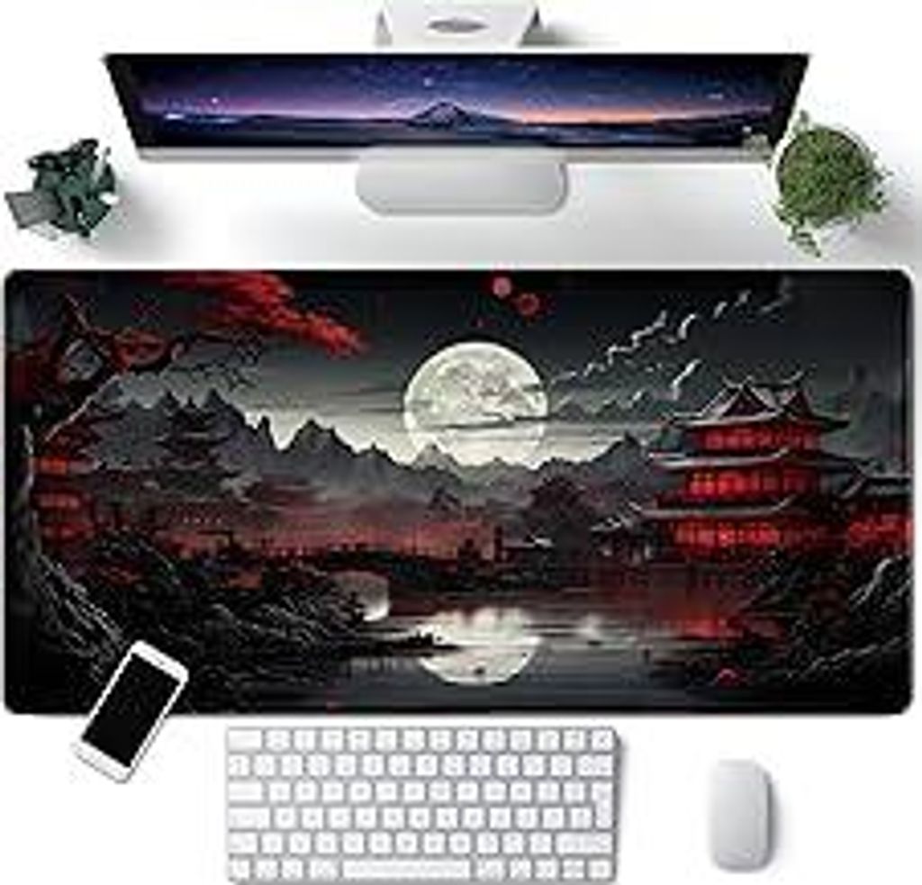 Großes Gaming-Mauspad XXL 900 x 400 mm Gamer Mouse Pad mit Nähten an den Rändern – unter der Schreibtischunterlage – Zubehör für Büro, Un...