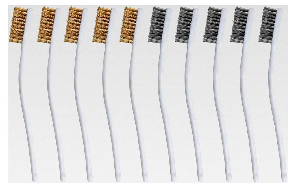 10 Stück Messingbürsten Set – Kleine Drahtbürsten aus Messing für Grill, Metall, Schweißnähte, Rost und 3D-Drucker Reinigung – Handreinig...