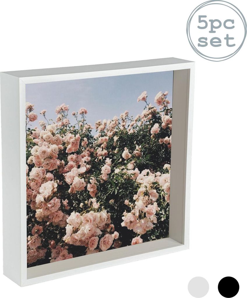 Nicola Spring 5 Stück Box Photo Frame Set - 12 x 12 Quadrat-Acrylrahmen - Weiß