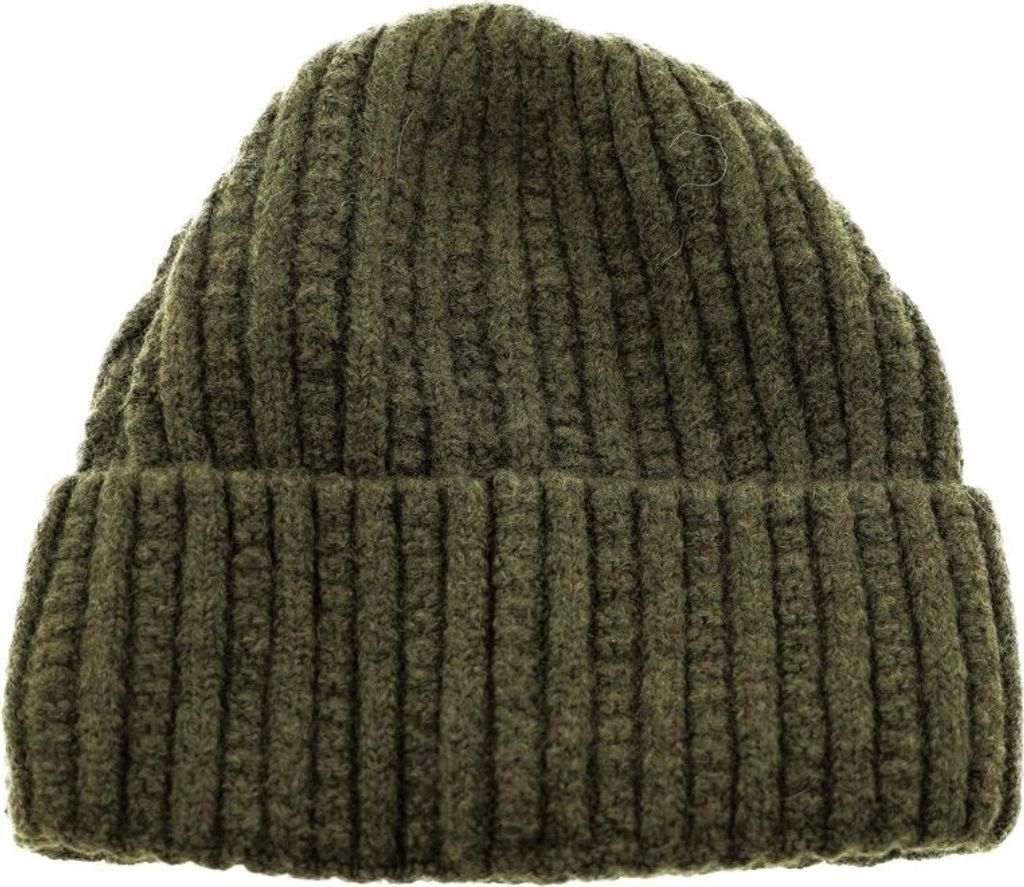 Strickmütze mit Flechtmuster für Uni Erwachsene und Kinder OneSize aus Viskose Dunkelgrün