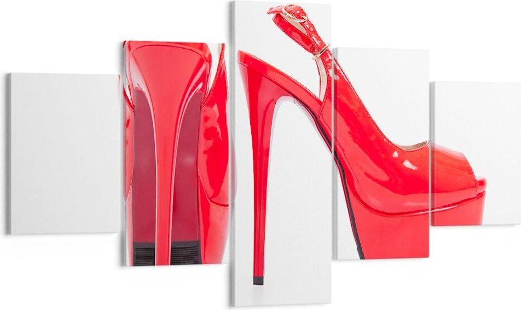 Bild auf Leinwand - Leinwandbild - Ferse Schuhe Frauen Mode - 125x70cm - Wand Bild - Wanddeko - Leinwanddruck - Bilder - Kunstdruck - Wanddekoratio...