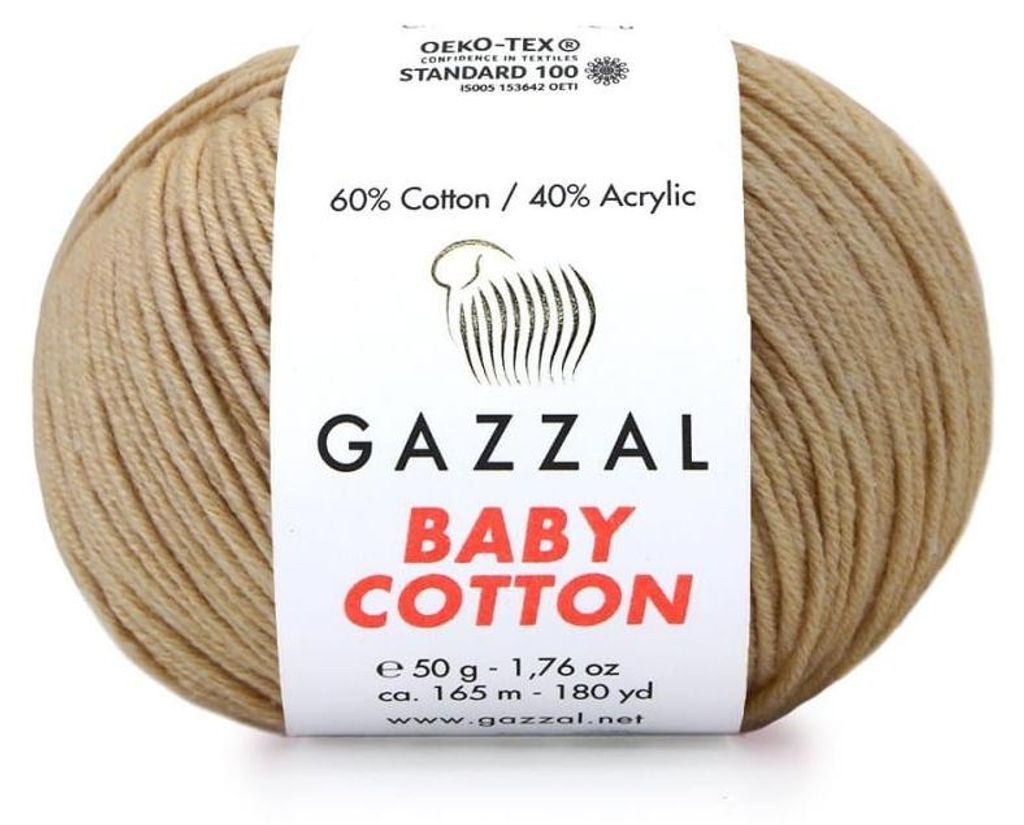 Vlna Gazzal Baby Bavlna 3424 – teplá hnědá barva – pro Obrázek produktu 