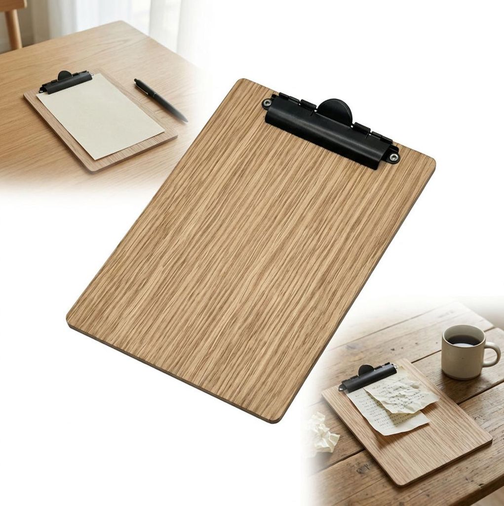 Clipboard Holzunterlage A5 EICHE mit SCHWARZEM Clip für Notizen zum Lernen