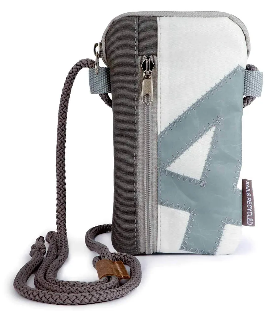 Étui téléphone pour voyage Nautik Lütt Blanc et Gris toile recyclée