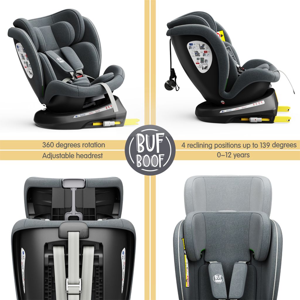 TWT I-SIZE Grau Kindersitz mit 360 Grad drehbarem Produktbild 4
