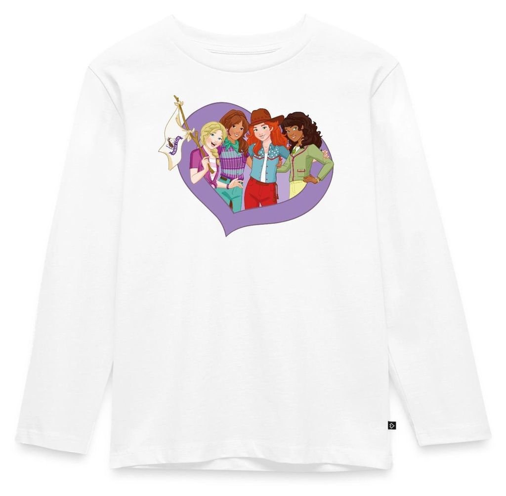 Spreadshirt Schleich Horse Club Sofia Lisa Hannah Sarah Kinder Premium Langarmshirt, 122/128 (6 Jahre), Weiß