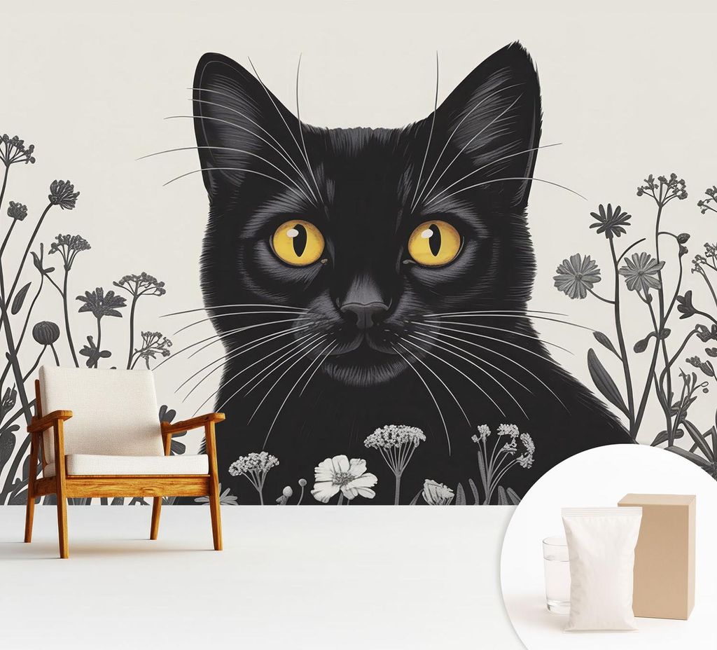 Fototapete - 312x219 cm - Tapete - Wandtapete - Wandbilder - Dekofolie - Tapete Folie - Wand - Dekoration - Wohnzimmer - Katzenblumen