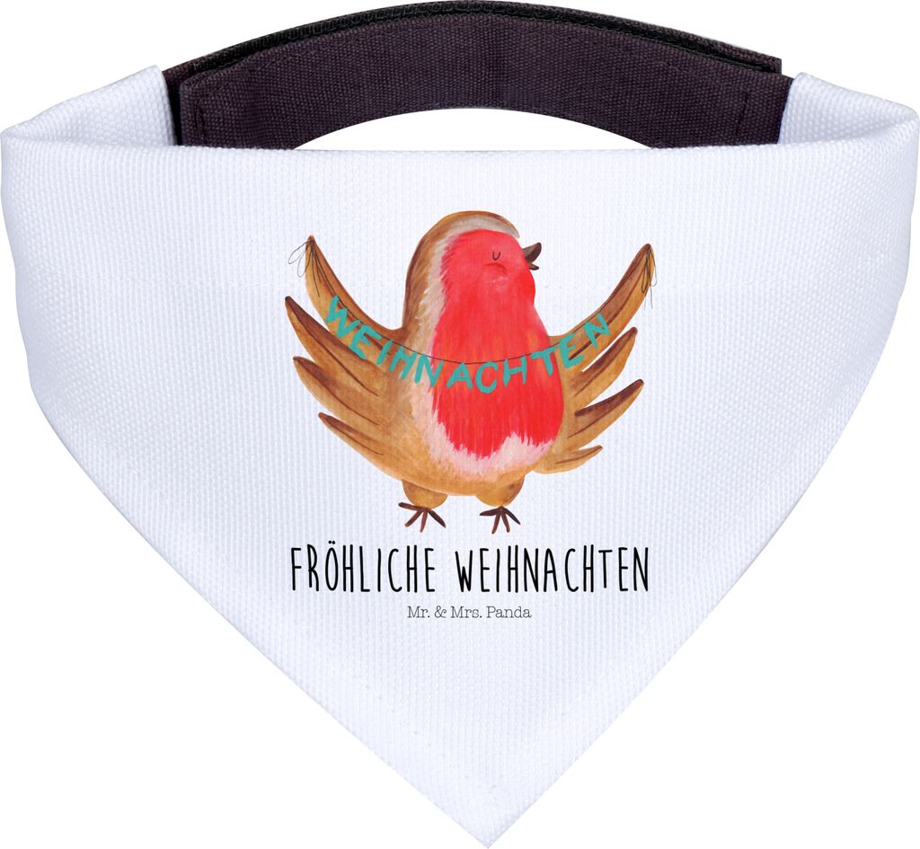 Mr. & Mrs. Panda Dreieckstuch Rotkehlchen Weihnachten - Weiß - Geschenk, Hunde Halstuch, Weihnachtsgruß, Für, Bandana, Frohe, Weihnachtsmotiv, W...