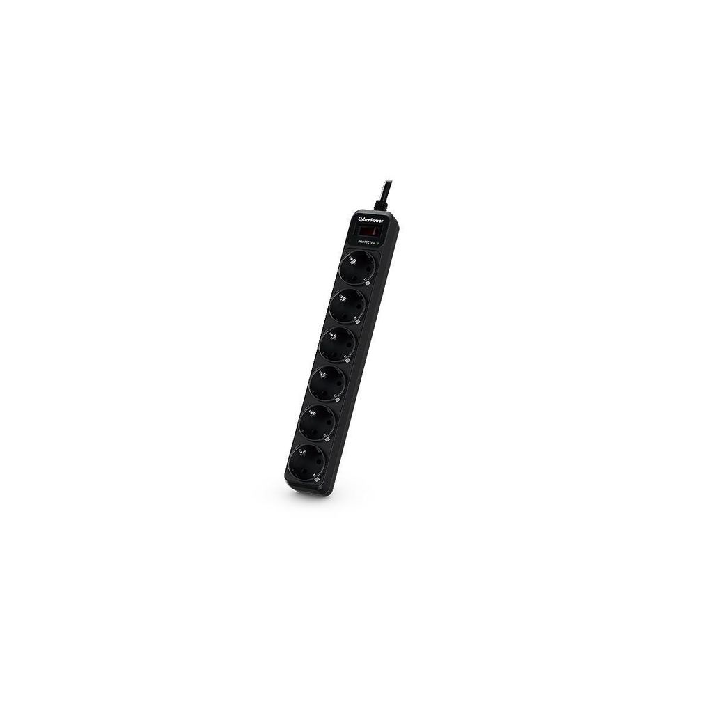 CyberPower ESSENTIAL B0620SC0-DE 6-fach Steckdosenleiste - Überspannungsschutz (350J), Max. 6000V - 7500A, Versicherung 25.000 Euro, 1,8m Kabel, S...