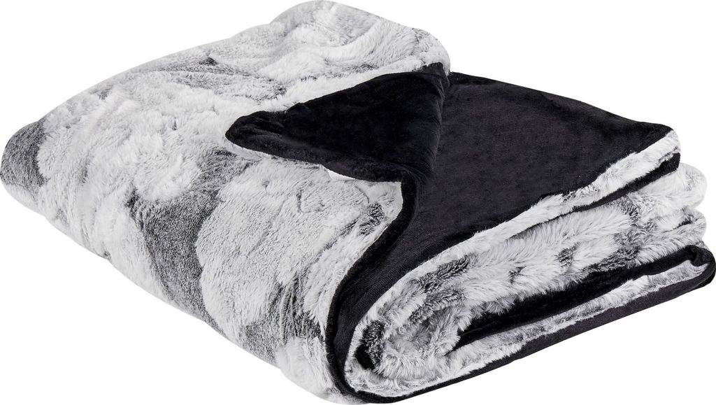 BELIANI Kuscheldecke Grau und Hellgrau Polyester 150 x 200 cm Pflanzenmuster Modern Schlafzimmer Wohnzimmer Accessoire Überwurf Wohndecke Tagesdecke