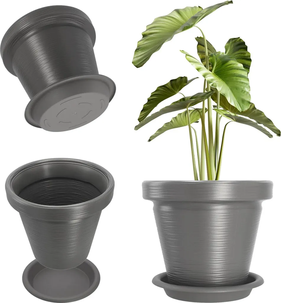 Cache-pot gris clair pour fleurs - Solution déco compacte et sans fuite