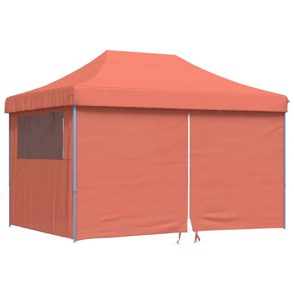 Tonnelle pliante de jardin Pop-Up 3x3m avec parois rouge terracotta