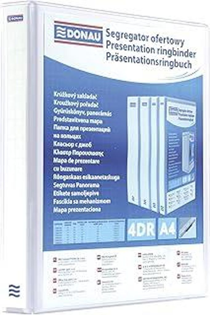 DONAU 2788204PL-09 Präsentationsringbuch Präsentationsordner Ringbuch Präsentation/Weiß / 4-D-Ring-Mechanik-Mechanik DIN A4 Füllhöhe 20 mm/mi...