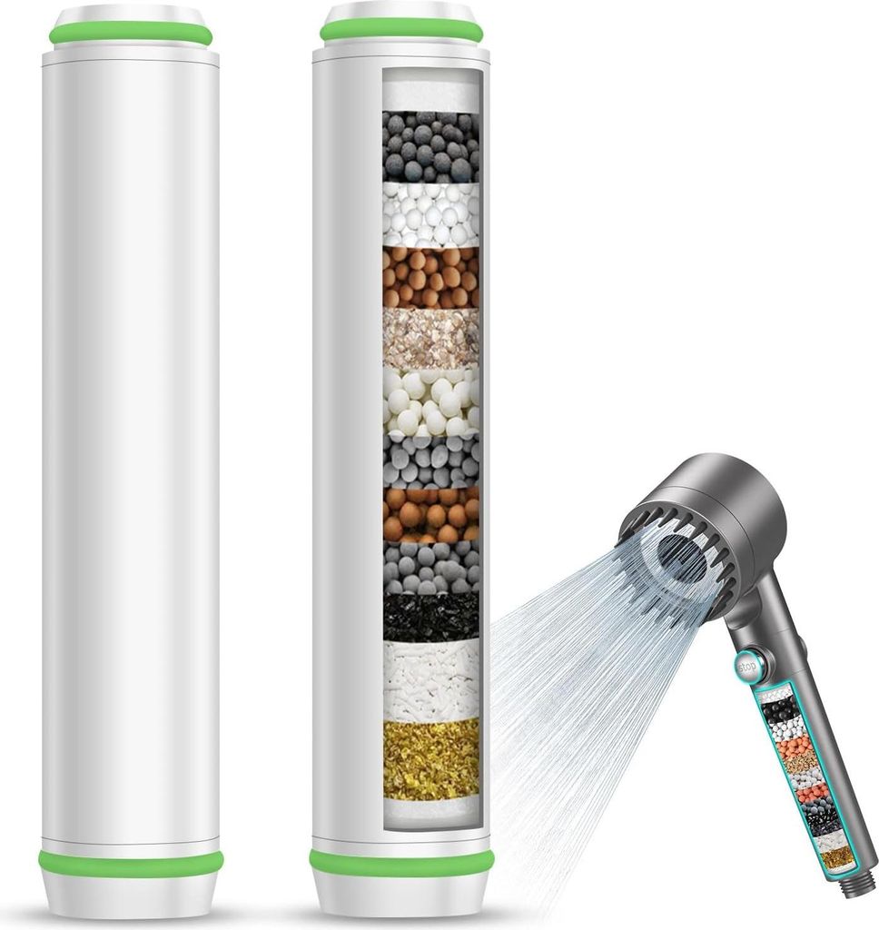 Filter für Handdusche - 2 Stück - 15 Schichten - Hartes Wasser reinigen - Chlor entfernen - B0CGHXYM1Y - Ersatzfilter