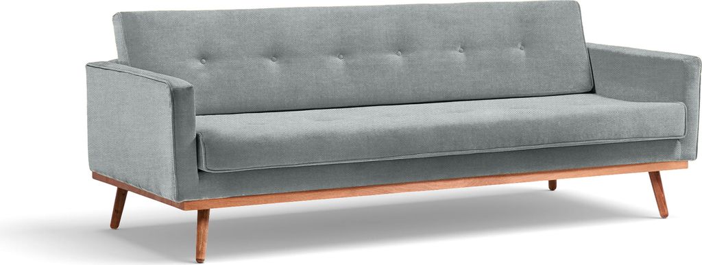 Klematisar Sofa mit Schlaffunktion 215cm, Dreisitzer auf Holzbeinen, Ausziehbare Couch fürs Wohnzimmer, Skandinavischer Stil