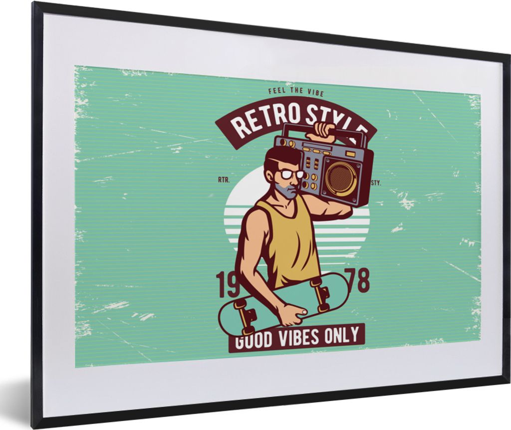 MuchoWow® MuchoWow® Gerahmtes Poster Radio - Skateboard - Produktbild 