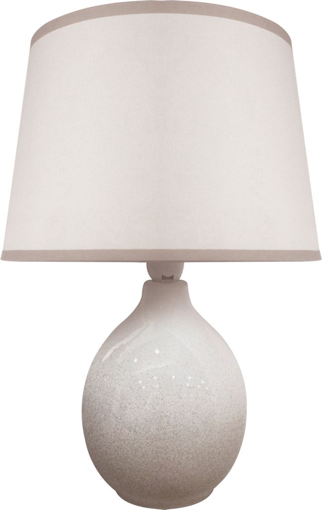 Tischlampe Keramik Stoff 30,5 cm hoch Grau Beige E14 rund Modern Keramiklampe