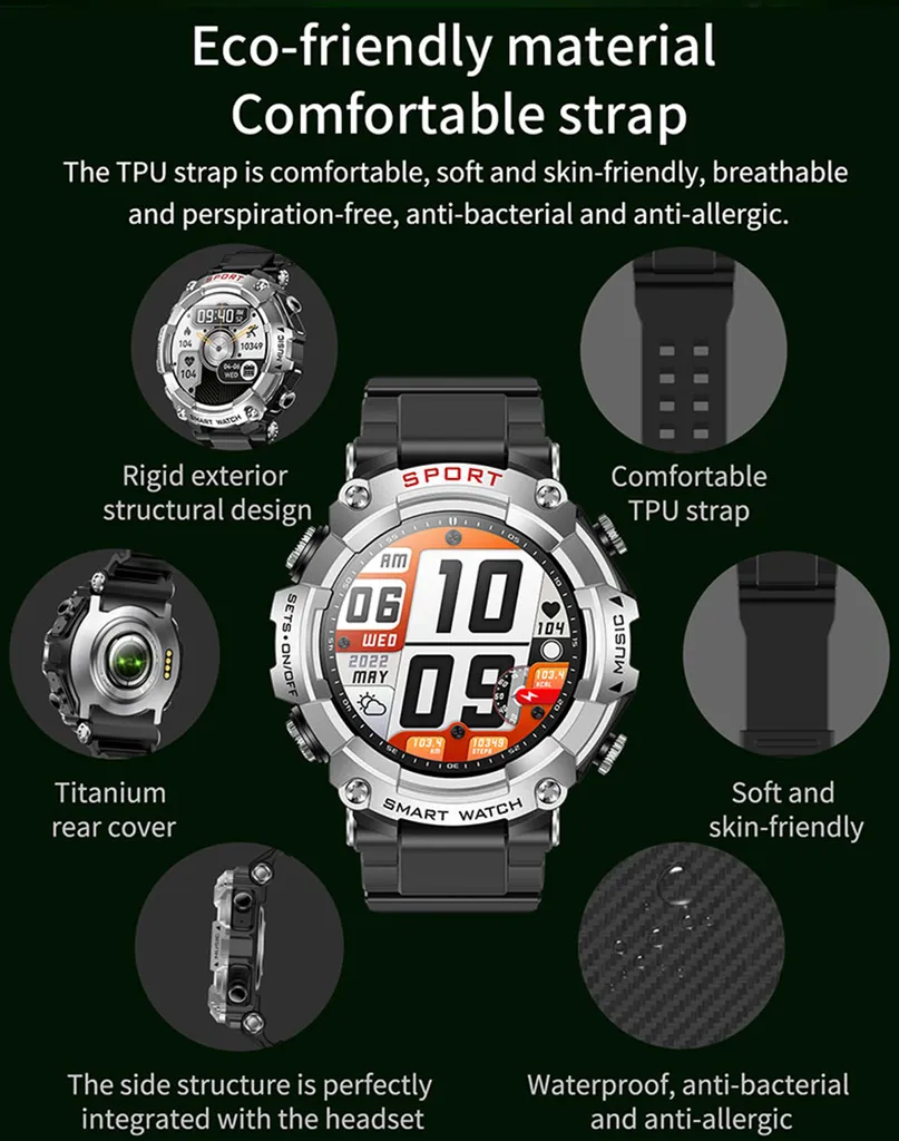 Smartwatch Sportivo T96 + Cuffie Wireless | Monitor Salute IP67 - 6