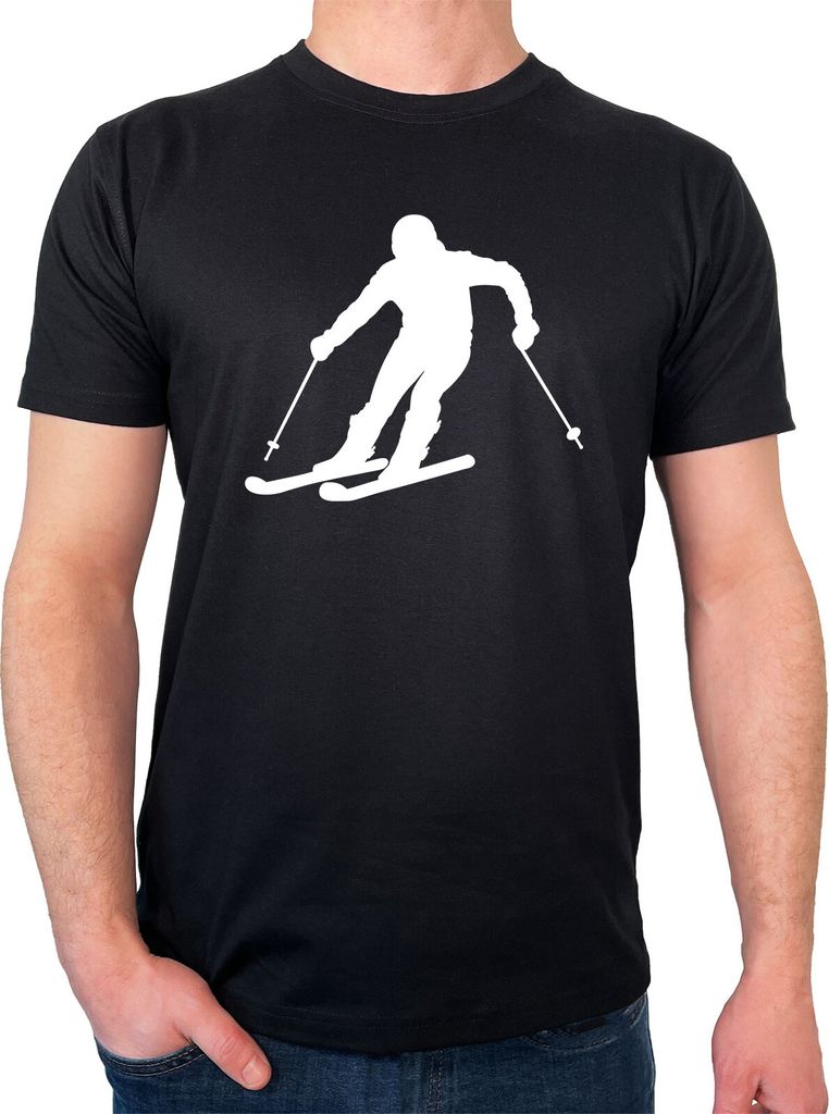 Huuraa T-Shirt Skifahren Silhouette Geschenk Größe XL Black Bio Baumwolle Fairtrade Skifahren Mitbringsel