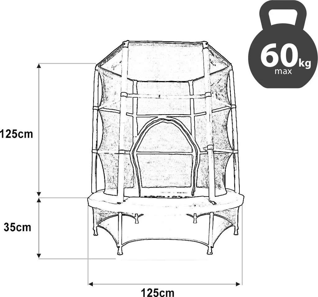 Trampoline Sécurisé 140 JF pour Petits Espaces - Finition Bleu Jaune - 5