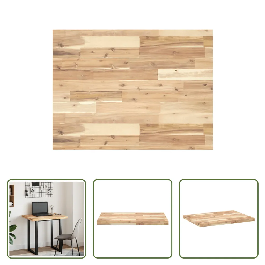 Piano Lavabo Acacia 80x60x4 cm | Legno Massello Non Trattato Naturale