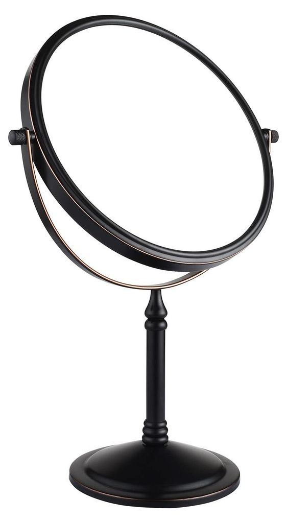 Kosmetikspiegel mit 10-facher Vergrößerung, Tischspiegel, schwarz, geölte Bronze, mit Ständer, Vergrößerungsspiegel fürs Badezimmer, 360° d...