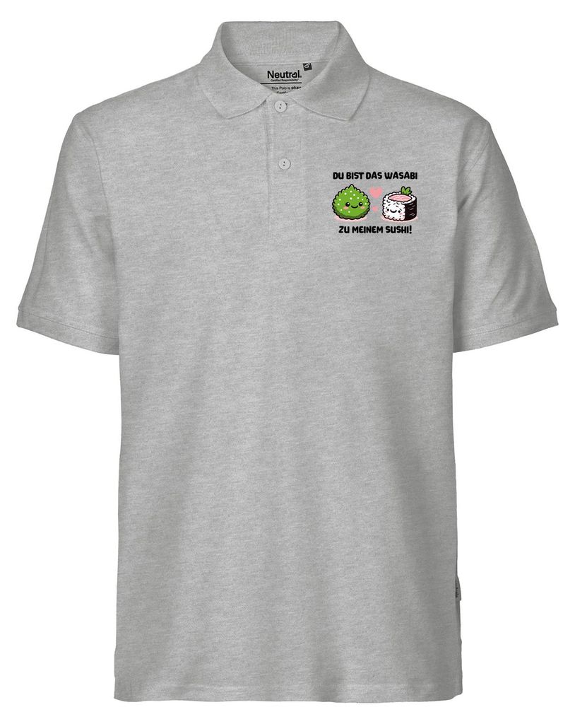 Huuraa Herren Polo Shirt Bist das Wasabi zu meinem Sushi XXL Sport Grey Bio Baumwolle Fairtrade Poloshirt Geschenkidee