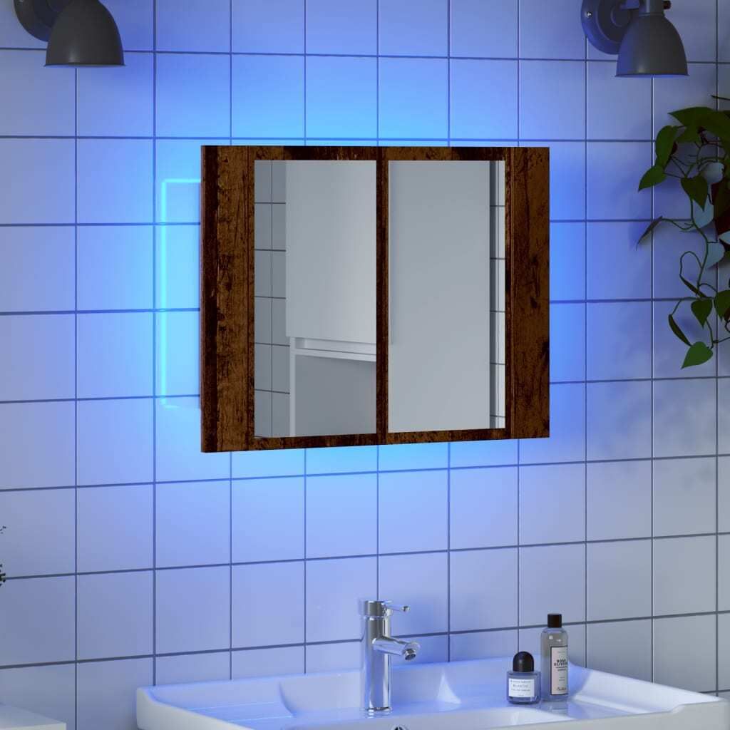 CLORIS LED-Spiegelschrank Altholz-Optik 60x12x45 cm Holzwerkstoff - Badspiegel 856282
