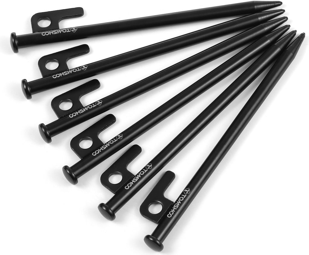 TOMSHOO 8 Zoll / 12 Zoll Zeltheringe 6 STueCKE Hochleistungs-Zeltheringe aus Stahl fuer Outdoor-Camping-ueberdachungsmarkisen