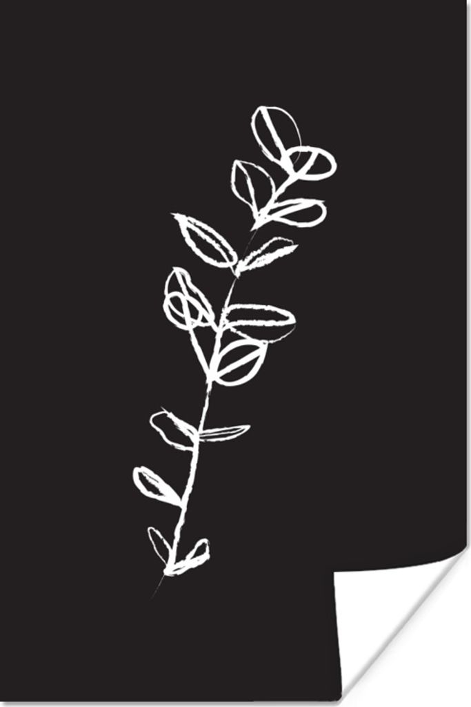 MuchoWow Poster Linienkunst - Pflanzen - Botanisch 60x90 cm - Wanddekoration