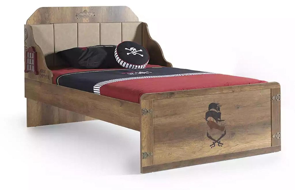 Bettrahmen Funktionsbett Ausziehbares Pirat Braun Holz Kinderbett Bett