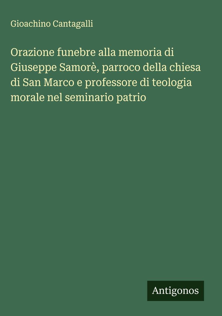 Trauerrede zum Gedenken an Giuseppe Samorè, Pfarrer der Markuskirche und Professor für Moraltheologie im Priesterseminar des Heimatlandes