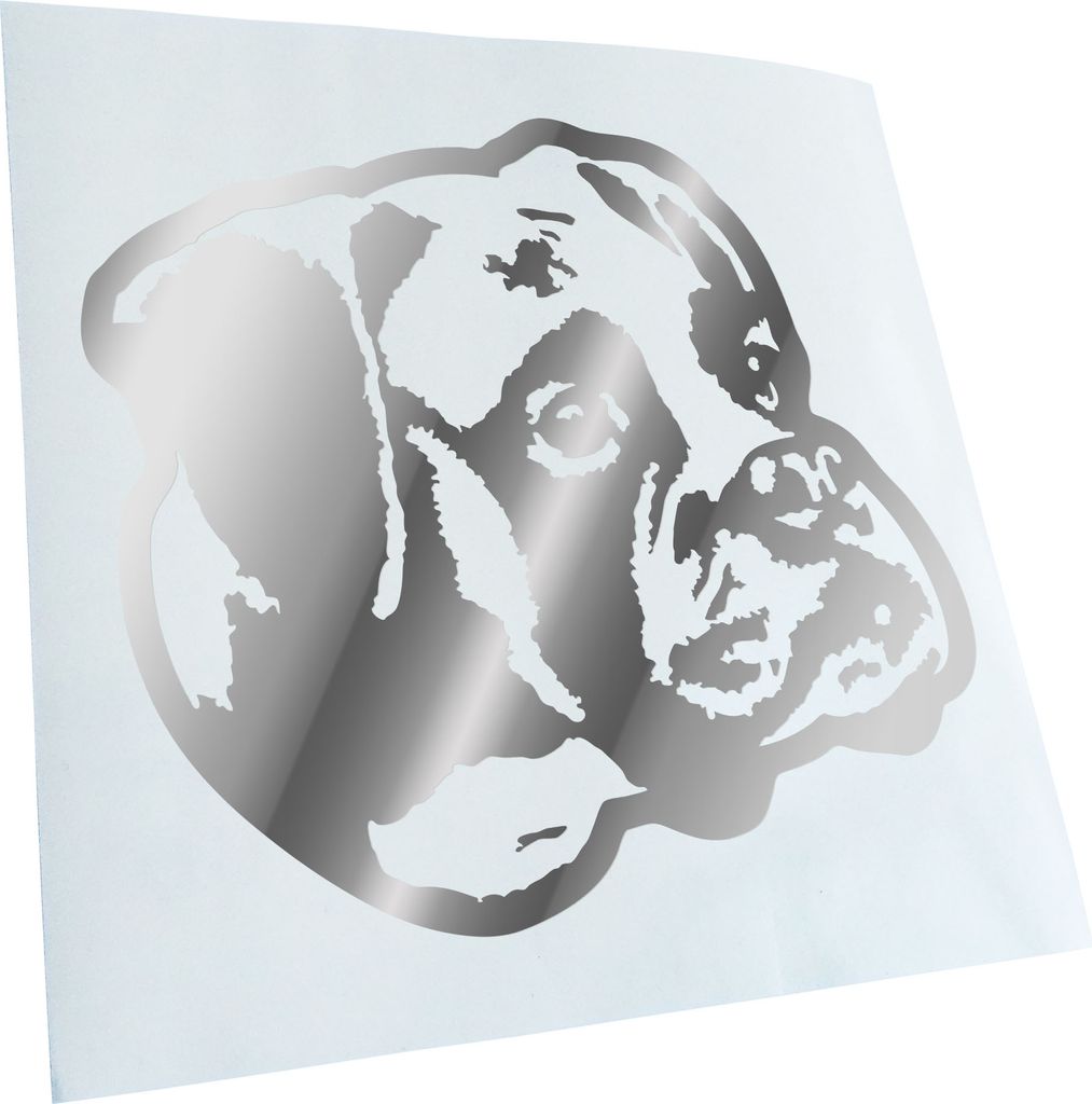 Kiwistar - Autoaufkleber - Boxer Hund - Chrom - 24x22cm - Aufkleber für Auto, Laptop, Fahrrad, LKW, Motorrad mehrfarbig JDM Decal Racing