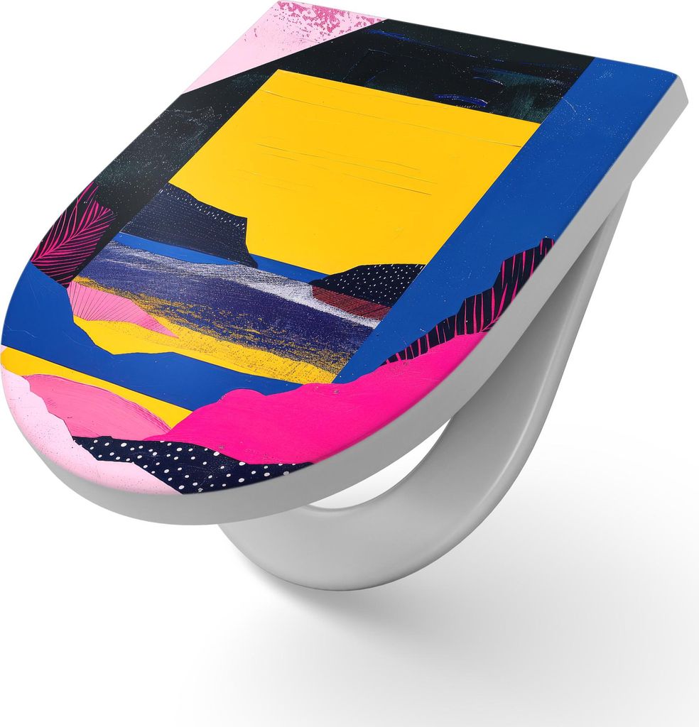 DEQORI WC-Sitz Duroplast 36,4x45,4 cm 'Neonbucht' Toilettensitz WC-Brille Design modern