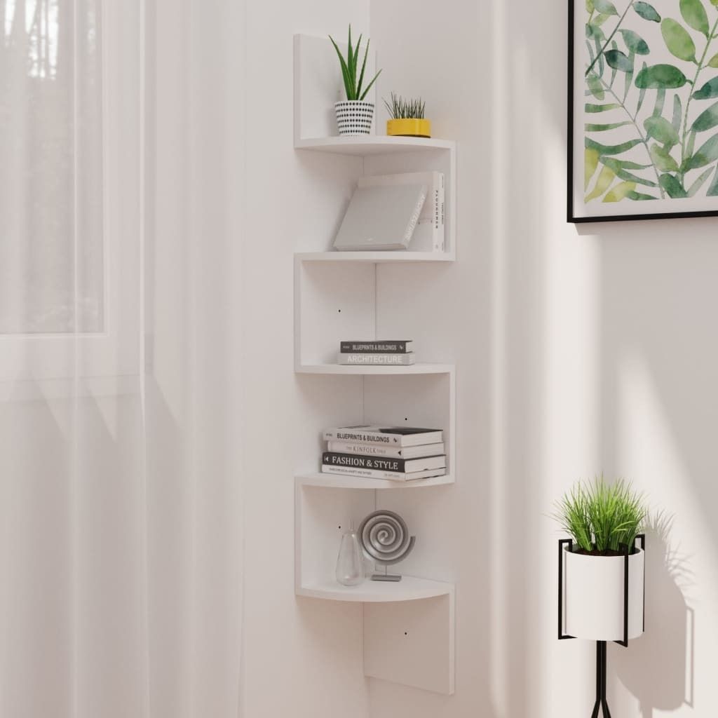 Maison Exclusive - Wand-Eckregal Weiß 19x19x123 cm Holzwerkstoff