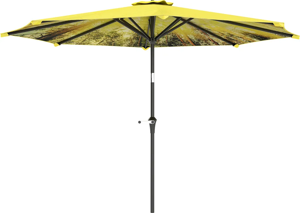 Parasol de Plage Jaune Stable et Résistant au Vent avec Manivelle Ø3m