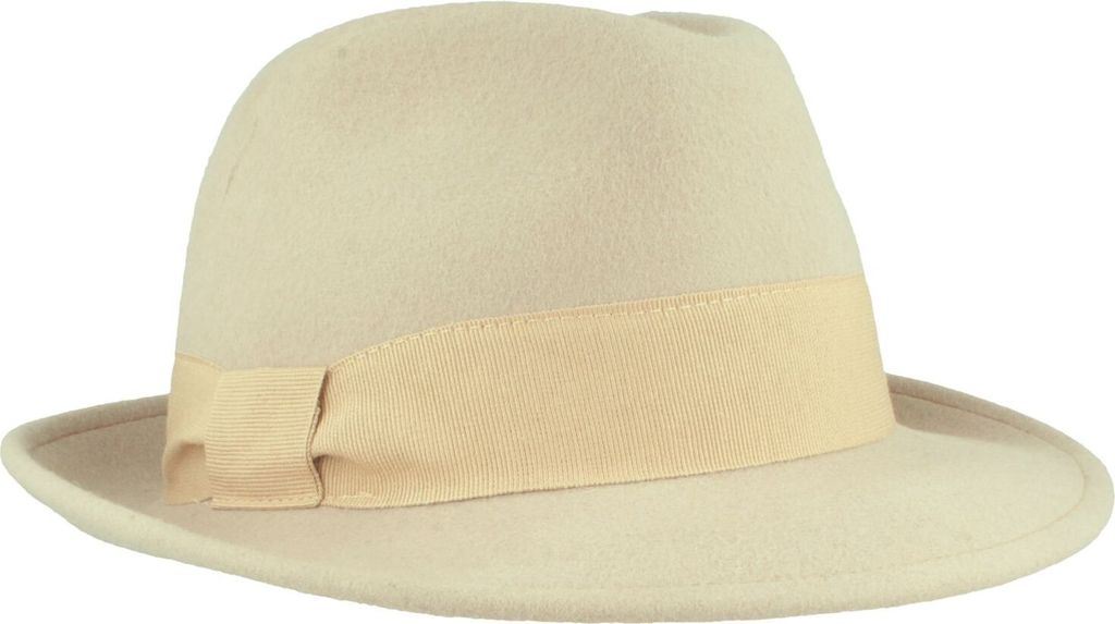 Schlichter Trilby mit Ripsband-Garnitur von Hut-Breiter, beige, Gr. M