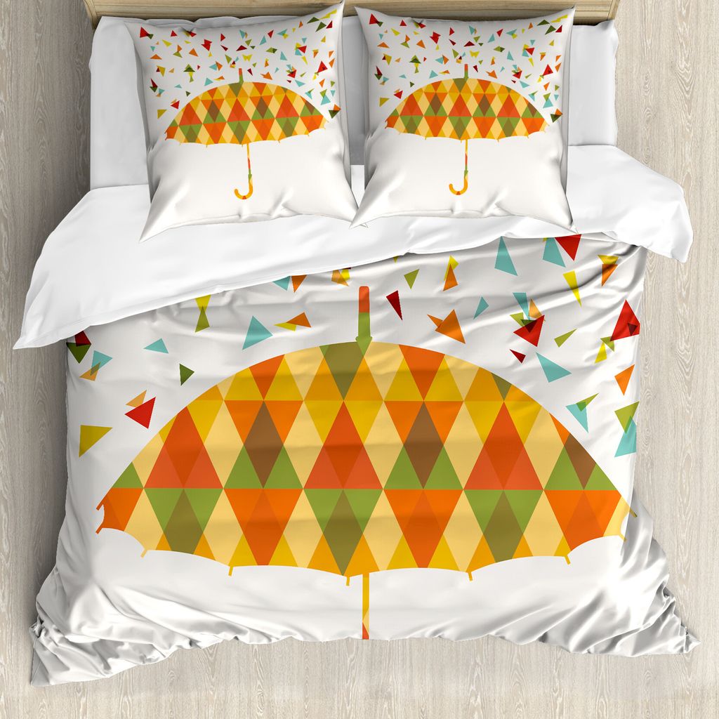 ABAKUHAUS Geometrisch Bettbezug, Triangles Regenschirm, Milbensicher Allergiker geeignet mit Kissenbezügen, 155 cm x 220 cm - 80 x 80 cm, Mehrfarbig