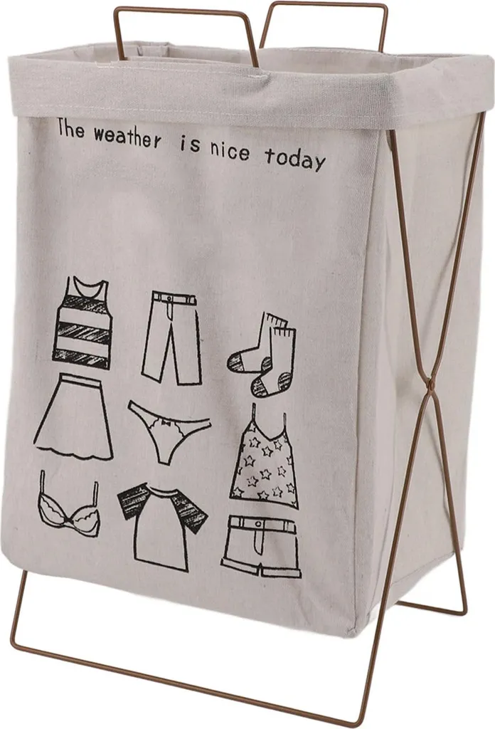 Panier à Linge Métal Pliable en X Blanc S avec Sac Amovible Étanche