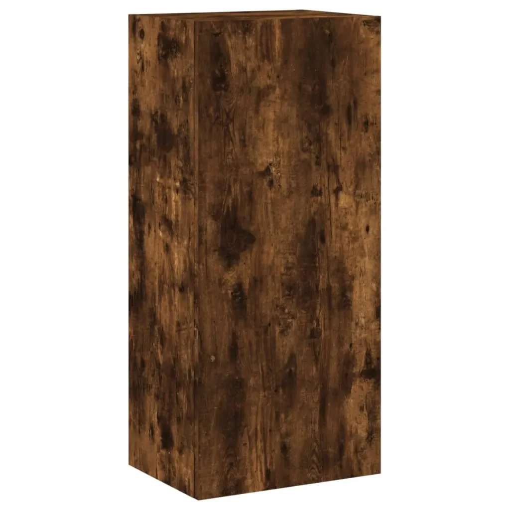 Parete Attrezzata TV Rovere Fumo 90cm | Mobile Sospeso Legno Pregiato