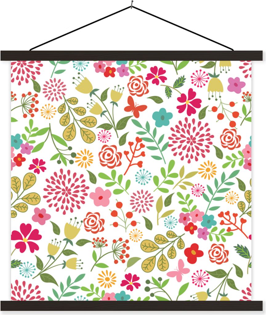 MuchoWow Textilposter Blumen - Farben - Muster 40x40 cm mit schwarzem Rahmen - Fotos