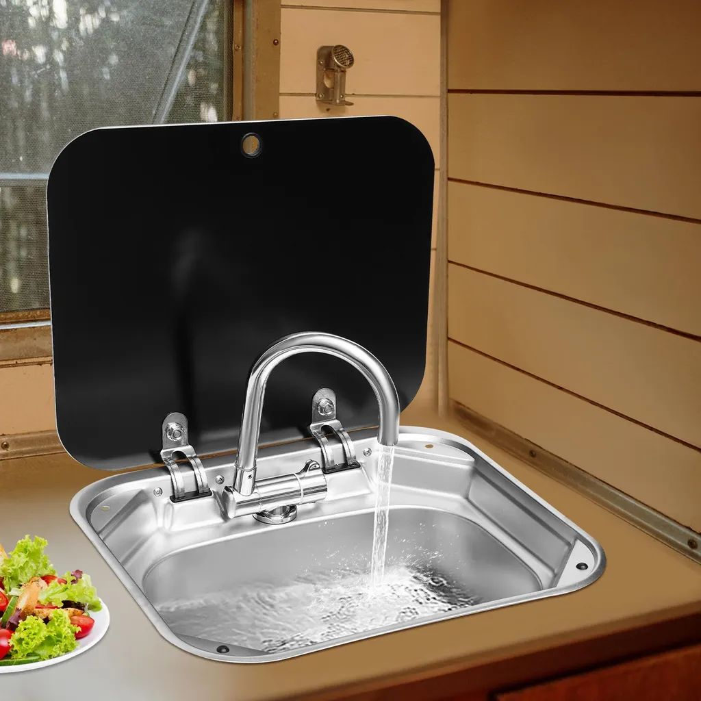 Lavabo robuste noir et argenté en alliage durable haute qualité